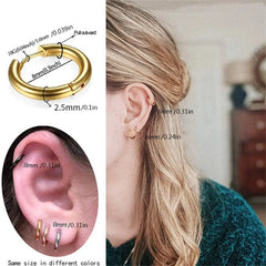 2/8Pcs Fashion Simplicity 316L Stainless Steel Small Hoop Earrings, Cartilage Tragus alternate view