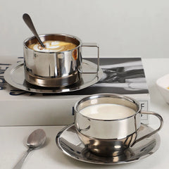 1pc 180/200ml Coffee Cup Double Layer Hot Resistant Coffee Cup Set Stainless Steel Tea C detail view