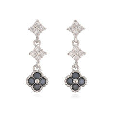 HECHENG,Sparkling Zirconia Stud Earrings Floral Tassel Earrings French Banquet Style R close-up view