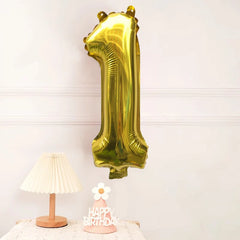 32 Inch Gold Foil Number Balloons 0-9 | Birthday Party Decorations close-up view