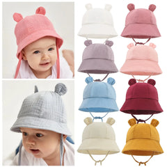 Muslin Baby Sun Hat for Newborn | Cotton Bucket Hat for Infant Summer detail view