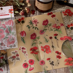 40 Pcs/set Plant Flower Stickers Decorative Green Leaves Retro Plant Manual Scrapbook DIY Label Diary Stationery Album Crafts