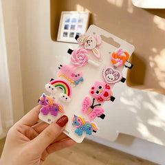 10PCS/Set New Girls Cute Cartoon Unicorn Hair Clips Kids Lovely Hairpins Ice Cream He alternate view