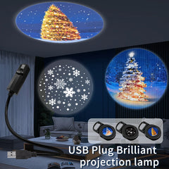 USB Projection Lamp with Switchable Pattern Design | LED Night Light for Christmas Halloween Planet