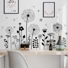 2pcs Dandelion Wall Sticker Set | Self-Adhesive Wall Decor for Bedroom Living Room close-up view