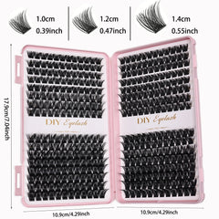 384pcs Cluster Lashes Mixed Tray | DIY Natural Look Eyelash Extension close-up view