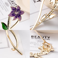 Metal Pearl Hair Claw Clip Women Hair Bun Twist Hairpin Flowers Headband Rhinestone Ba close-up view