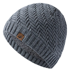 Unisex Peak Labal Winter Hat | Warm Knitted Beanie with Plush Fur Lining