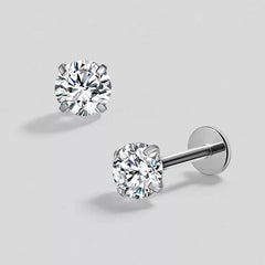 16G 18G Titanium Labret Stud Nose Ring | Zircon Internally Threaded Body Jewelry for T close-up view