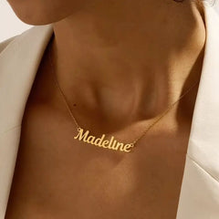 Custom Name Necklace for Women Personalised Cursive Letter Pendant Stainless Steel Jew close-up view