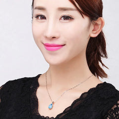 LiHong S925 Sterling Silver Necklace Angel Tears Crystal Blue Topaz Pendant Necklace alternate view