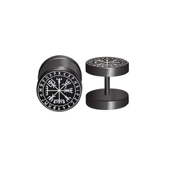 1Pair 18G Viking Rune Round Stud Earrings for Men Women, 316L Stainless Steel Cartilag close-up view