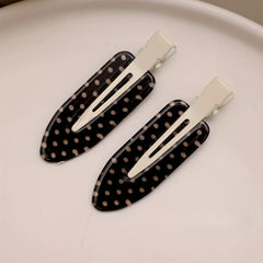 Black White Polka Dot Acrylic Hair Clips Minimalist Secure Hold Suitable for Daily Wea close-up view