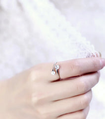 Real 925 Sterling Silver Rings Open Design 925 Sterling Silver Aaa Zirconia Adjustabl alternate view