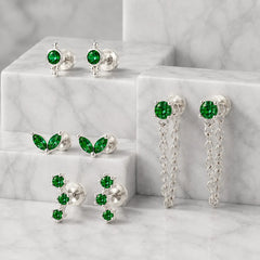EVISPOL 18G Stainless Steel Flat Back Stud Earrings for Women Men Hypoallergenic Green close-up view