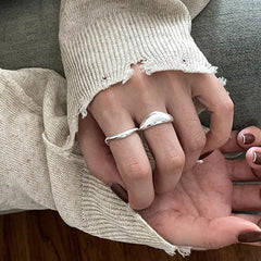 VENTFILLE 925 Sterling Silver Irregular Ring for Women Geometry Versatile Minimalism alternate view