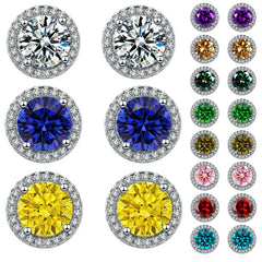 925 Sterling Silver Stud Earrings | Zircon and Colored Gemstone Elegant Jewelry