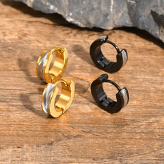Vnox Stainless Steel Small Hoop Earrings for Men Women | Stylish Two-Tone Metal Huggi alternate view
