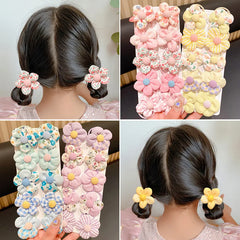 10Pcs/Set New Baby Girl Cute Colorful Flower Hair Bands Ponytail Holder Chilren Soft S close-up view