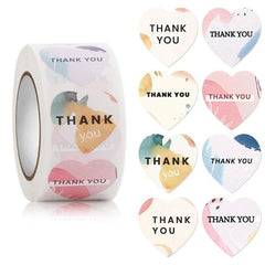Heart Thank You Stickers | Floral Decorative Sealing Stickers for Wedding Gift Packag alternate view