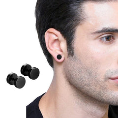 Black Stainless Steel Punk Stud Earrings | Unisex Geometric Drop Earrings detail view