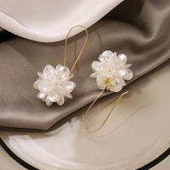 2PC Women's Fashion Trend DIY Pearl Petal Ball Earrings Outdoor Travel Carnival Banqu alternate view