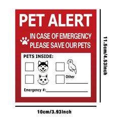 Pet Alert Stickers | Emergency Pet Rescue Window Decals (4 Pack) alternate view