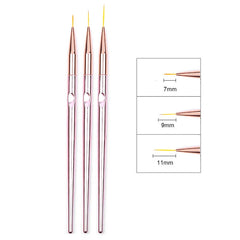 3pcs/Set Acrylic French Stripe Nail Art Line Painting Pen 3D Tips Manicure slim Line alternate view