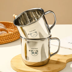 Stainless Steel Kids Water Cup with Handle | 300ml Anti-Scald Mini Mug detail view
