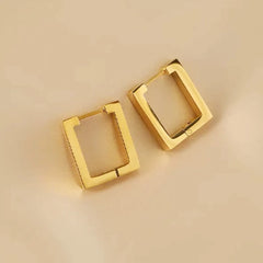 Geometric Stainless Steel Square Triangle Hoop Earrings | Unisex Punk Hip Hop Jewelry close-up view