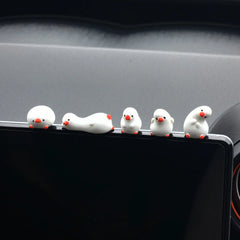 5 Pcs Flat Duck Resin Car Ornaments Set