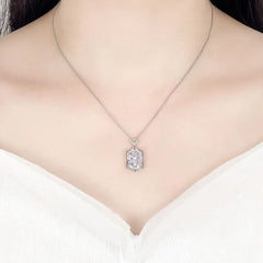 925 Sterling Silver Necklace Rectangular Zircon Pendant Necklace Women Fashion Simple alternate view