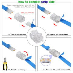 LED Strip Connectors and Fixing Clips Kit | 2-Pin COB Corner Connectors for Tape Lights detail view