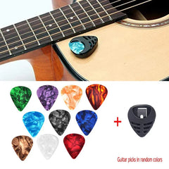 10Pcs Guitar Picks & Guitar Pick Holder Set For Acoustic Guitar Electric Guitar Bass Ukulele Stick-o