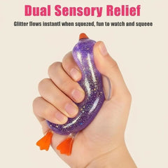 Cute Duck Squishy Sugar Stress Ball | Glitter Fidget Toy for Office Desk and Party Fa alternate view