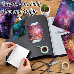 Galaxy Star Scrapbook Paper Set | 24-Pack Space Themed Decorative Paper close-up view