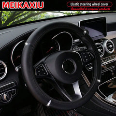 Shiny PU Leather Metal Stretchable Steering Wheel Cover for Women Car Decoration Rimless 14.5-15 Inc