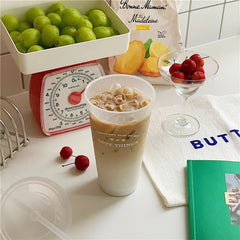 Kawaii Water Bottle For Coffee Juice Tea Cute Tumbler Plastic Cups With Straw Lid Port close-up view