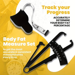 Body fat caliper and Waist Measurement Tape set - handheld fat caliper and tape combin close-up view