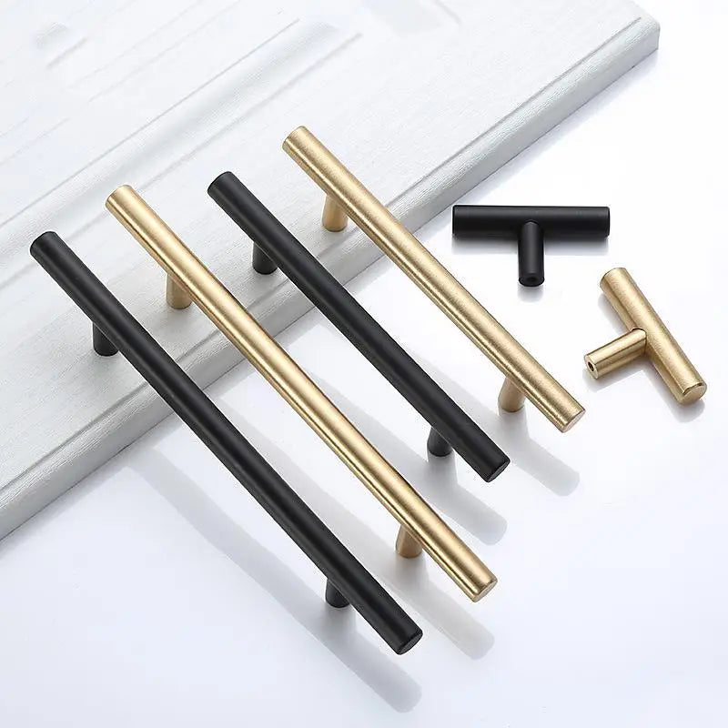Modern Gold Brushed Straight Cupboard Handles Knobs