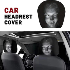 Skull Car Headrest Covers Universal Elastic Fit Halloween 2-Piece close-up view