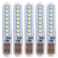 5pcs Portable USB Strip Light Mini Led Warm White Night Lights USB Plug Book Lamp Room Emergency Lighting for Power Bank PC