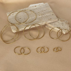 Stainless Steel 12-70mm Minimalist Big Circle Hoop Earrings for Women Trendy Gold Colo close-up view