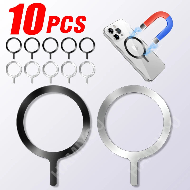 10-1PCS Stainless Steel Magnetic Metal Plate Ring For Magsafe Wireless Charger Iron Sheet Sticker Ma