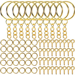 110Pcs Keychain Open Jump Rings Eye Pins Jewelry Making Accessories Kits for DIY Epoxy Resin Key Cha