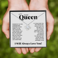 Elegant Love Knot Necklace, 'To My Queen' Perfect for Wife, Girlfriend, Soulmate, Any close-up view