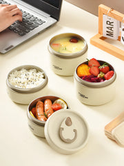 Portable Insulated Food Lunch Container Set | Thermal Lunch Box with Stackable Bowls close-up view