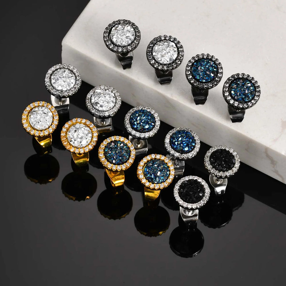 Hip Hop Broken Zircon Stud Earrings for Men Boys,Anti Allergy Round Small Metal Earrings,Rock Punk J