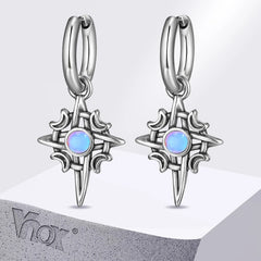 Vnox Vintage Star Moon Stone Earrings for Men Women, Hypoallergenic Stainless Steel Hoop Earrings Gi