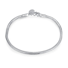 Sterling Silver Snake Chain Bracelet 3mm | DIY Jewelry Gift for Women close-up view